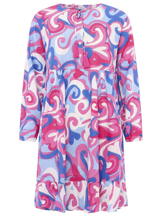 💕 Zwillingsherz Kleid  "Herzen & Kringel" Tunikakleid Pink Blau