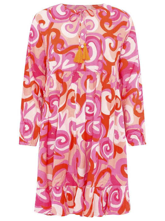 💕 Zwillingsherz Kleid  "Herzen & Kringel" Tunikakleid Pink Orange