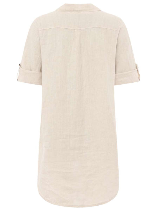 💕 Zwillingsherz 100% Leinen Oversize Kleidbluse "Uni Colors" Beige
