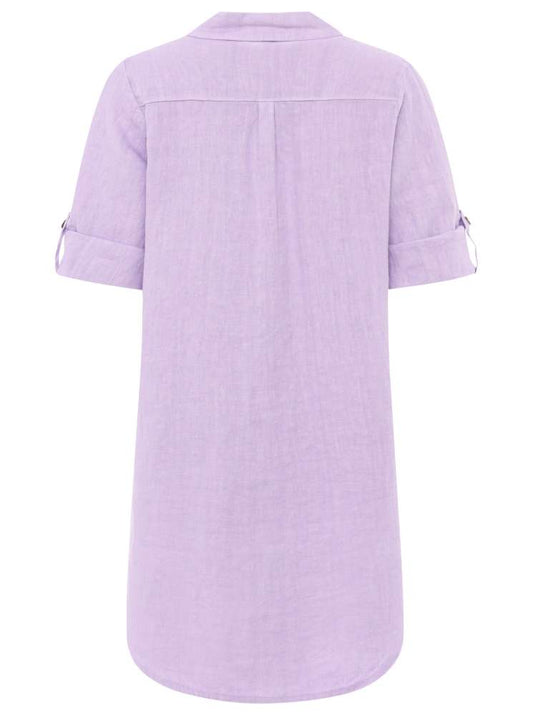 💕 Zwillingsherz Bluse "Knöpfe" 100 % Leinen Flieder