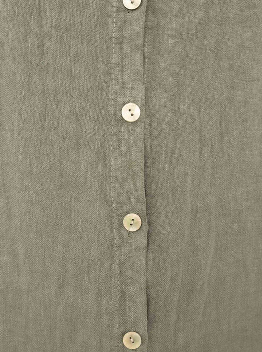 💕 Zwillingsherz 100% Leinen Oversize Kleidbluse "Uni Colors" Khaki