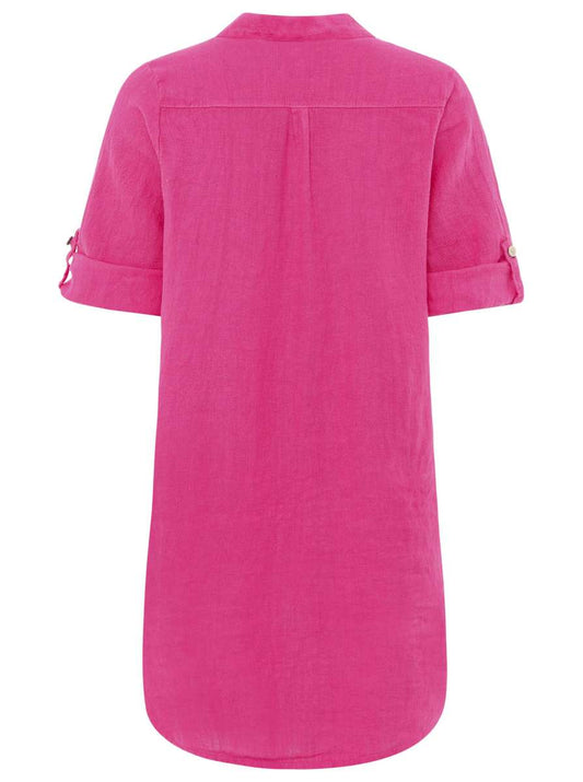 💕 Zwillingsherz 100% Leinen Oversize Kleidbluse "Uni Colors" Pink