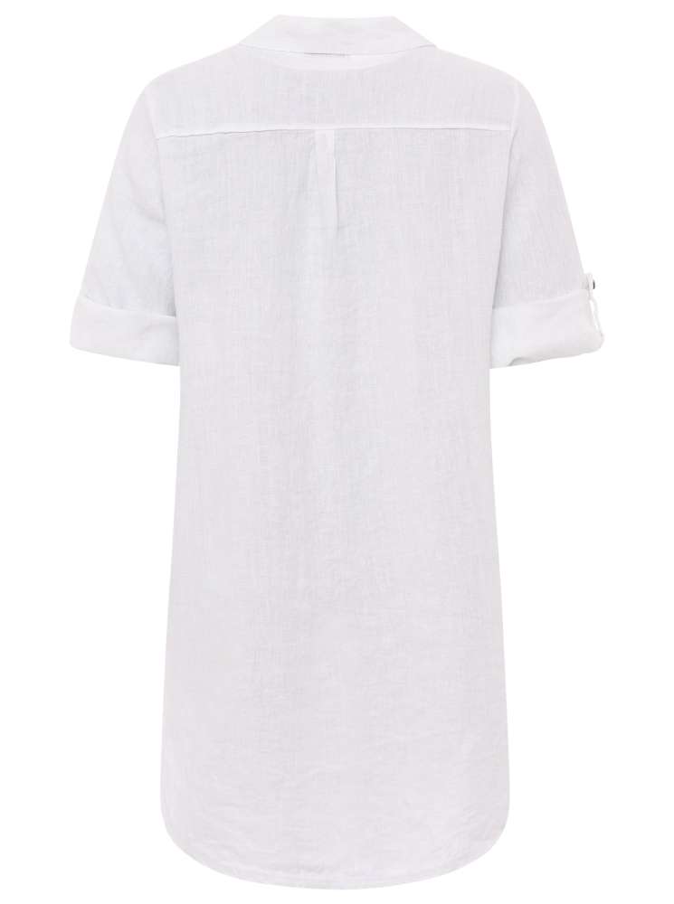 💕 Zwillingsherz Bluse "Knöpfe" 100 % Leinen Weiß
