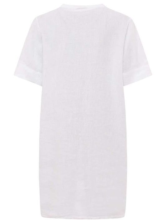 💕 Zwillingsherz Tunika Kleid 100 % Leinen "V-Ausschnitt" Weiß