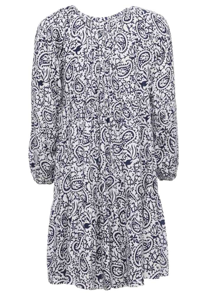 Zwillingsherz Kleid "Luna" Viskose Paisley Marine Dunkelblau