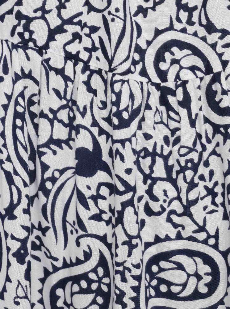 Zwillingsherz Kleid "Luna" Viskose Paisley Marine Dunkelblau