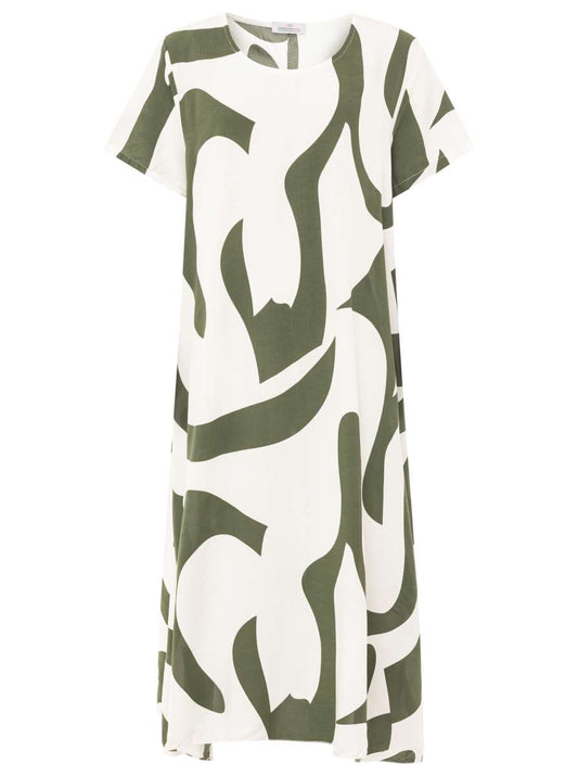 💕 Zwillingsherz Maxikleid "Abstrakt" 100 % Viskose Khaki
