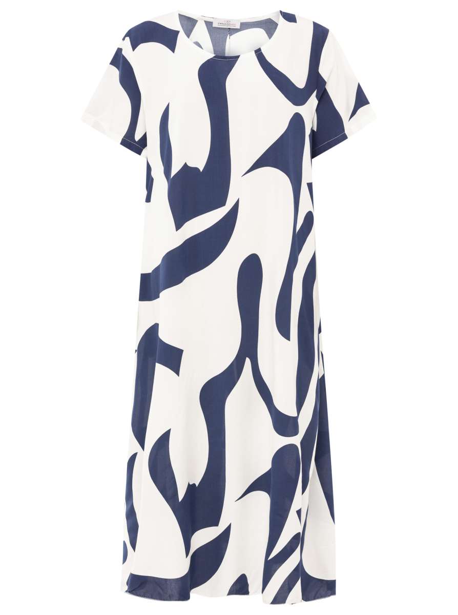 💕 Zwillingsherz Maxikleid "Abstrakt" 100 % Viskose Navy
