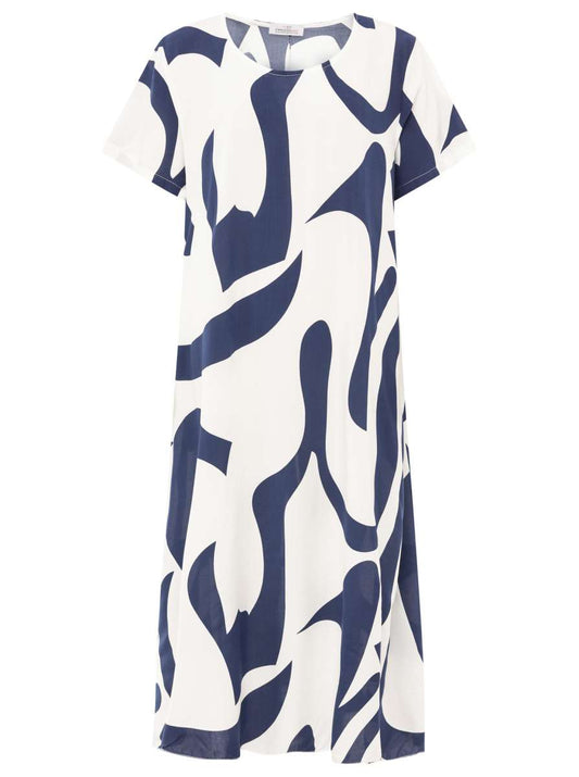 💕 Zwillingsherz Maxikleid "Abstrakt" 100 % Viskose Navy
