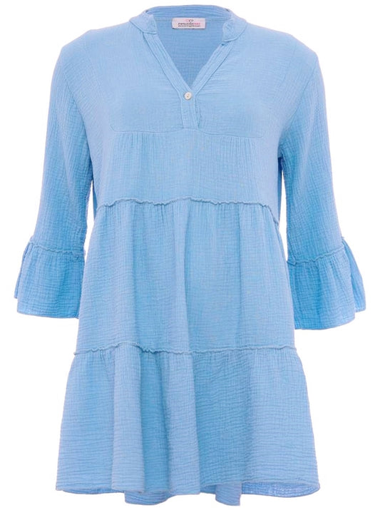 💕 Zwillingsherz Kleid Musselinkleid "Shanti" Hellblau