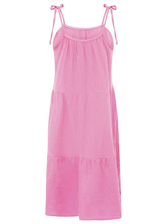 💕 Zwillingsherz Kleid Musselin "Spaghettiträger" Maxikleid Pink