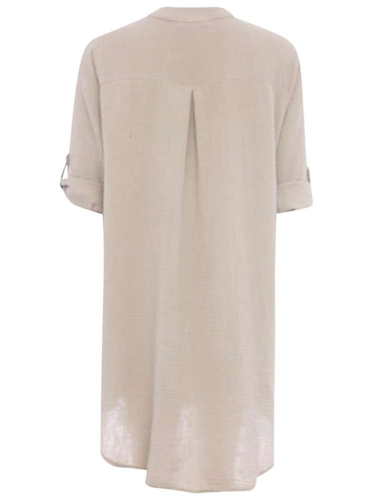 💕 Zwillingsherz Tunika Bluse Musselin "Rom" Beige