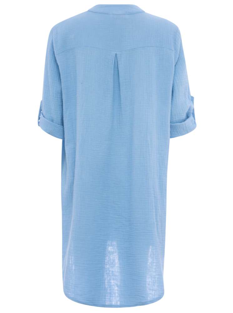 💕 Zwillingsherz Tunika Bluse Musselin "Rom" Hellblau