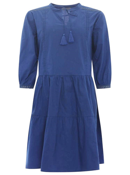 💕 Zwillingsherz Kleid "Thea" Lochstickerei 100 % Baumwolle Blau