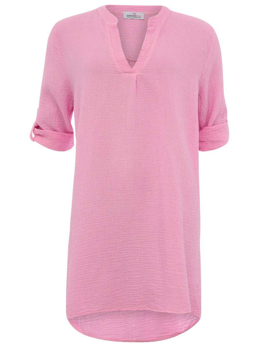 💕 Zwillingsherz Tunika Bluse Musselin "Rom" Rosa