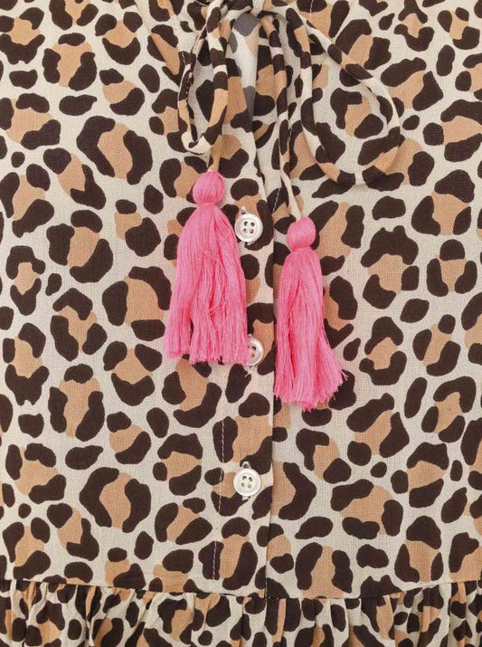 💕 Zwillingsherz Kleid "Wilder Leo" Viskose Leo Beige