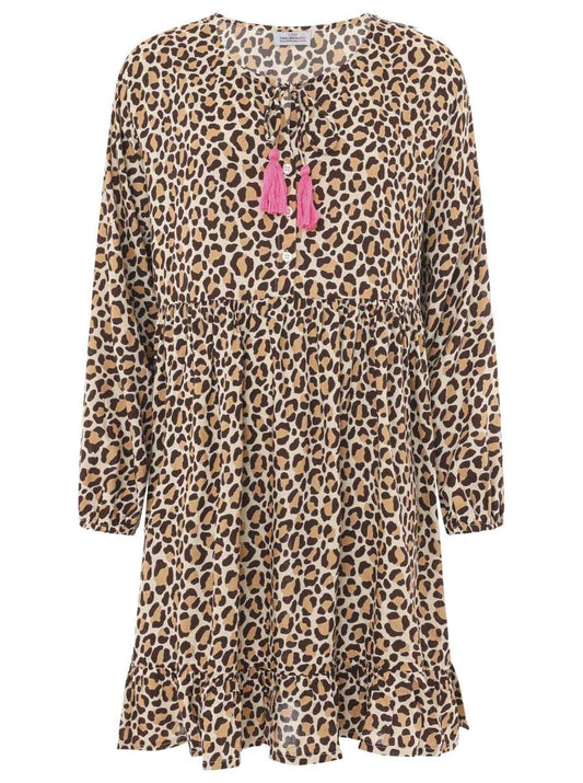 💕 Zwillingsherz Kleid "Wilder Leo" Viskose Leo Beige