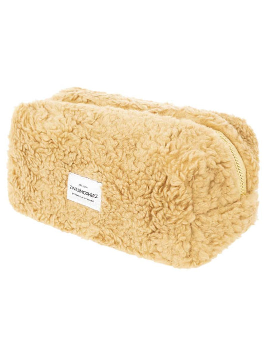 💕 Zwillingsherz Kosmetiktasche "Teddy Plüsch" Pouch Beige