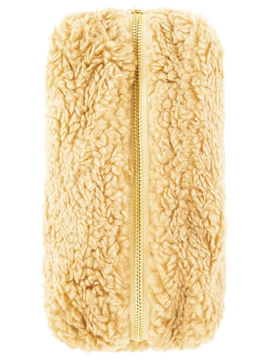 💕 Zwillingsherz Kosmetiktasche "Teddy Plüsch" Pouch Beige