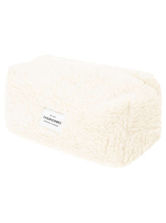 💕 Zwillingsherz Kosmetiktasche "Teddy Plüsch" Pouch Creme