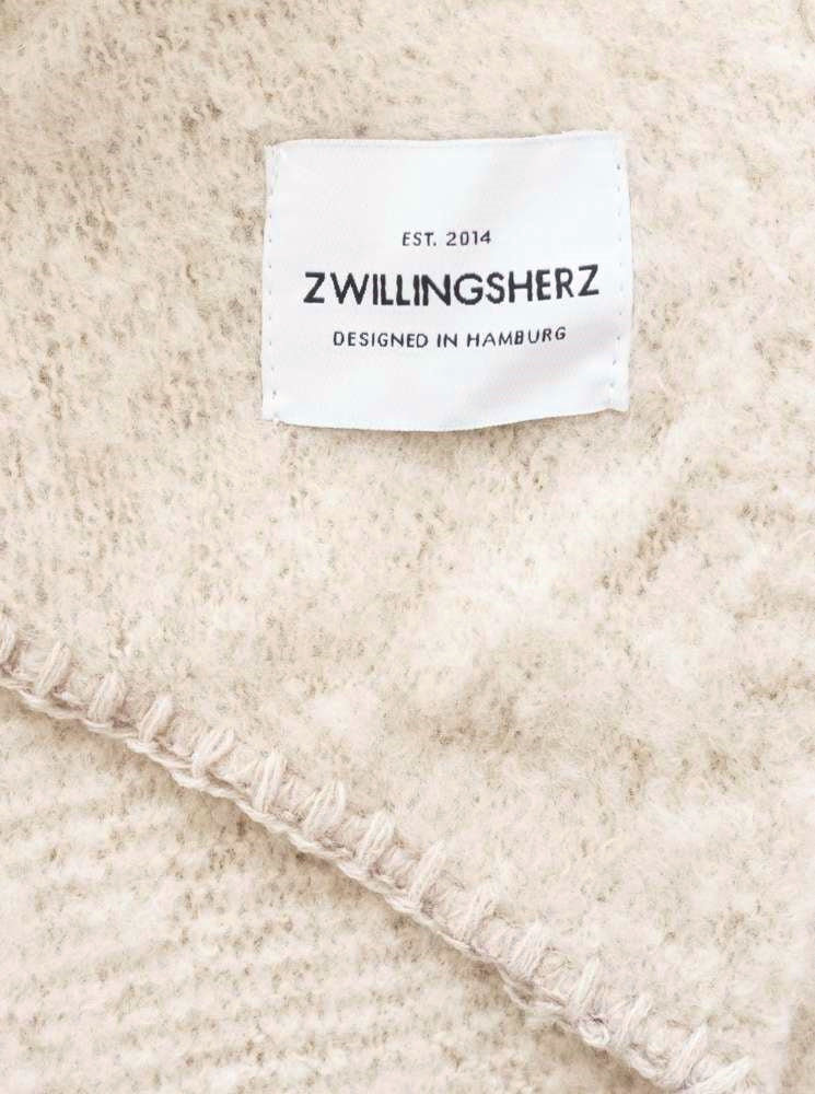 💕 Zwillingsherz Schal Kuschelschal "Uni & Stitch" Beige