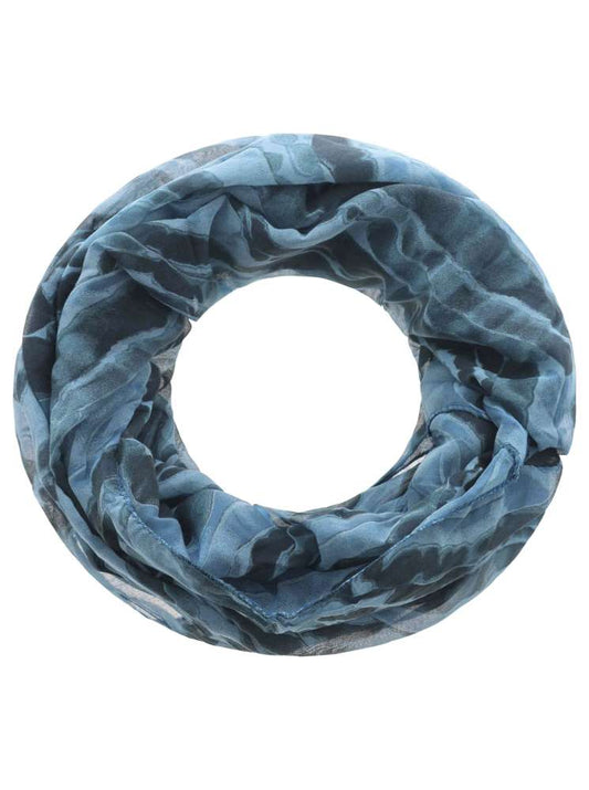Loop Schal Tuch "Batik" Baumwolle Seide Blau