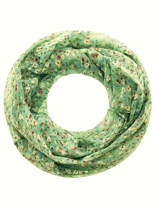 Loop Schal Tuch "Blumenwiese" Baumwolle Seide Grün