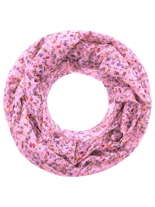 Loop Schal Tuch "Blumenwiese" Baumwolle Seide Pink