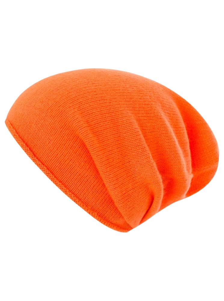 💕 Zwillingsherz Mütze Beanie 100 % Kaschmir Neonorange