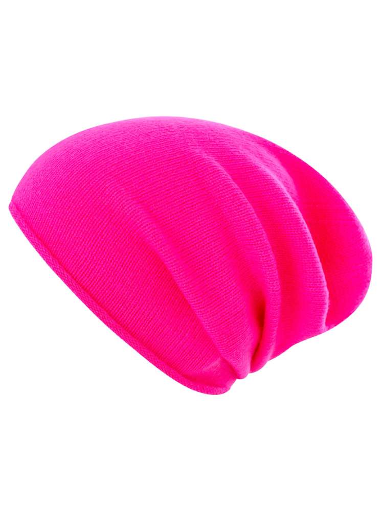 💕 Zwillingsherz Mütze Beanie 100 % Kaschmir Neonpink