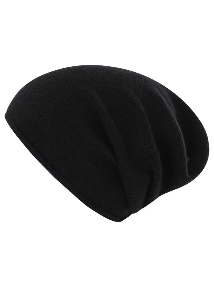 💕 Zwillingsherz Mütze Beanie 100 % Kaschmir Schwarz