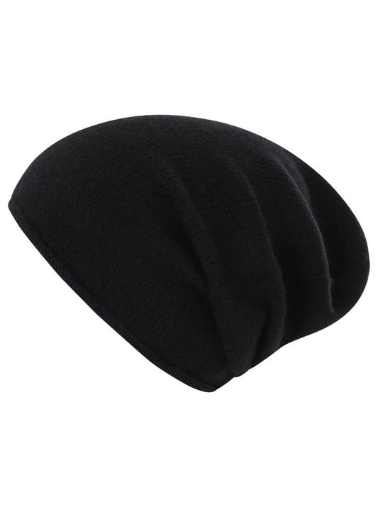 💕 Zwillingsherz Mütze Beanie 100 % Kaschmir Schwarz