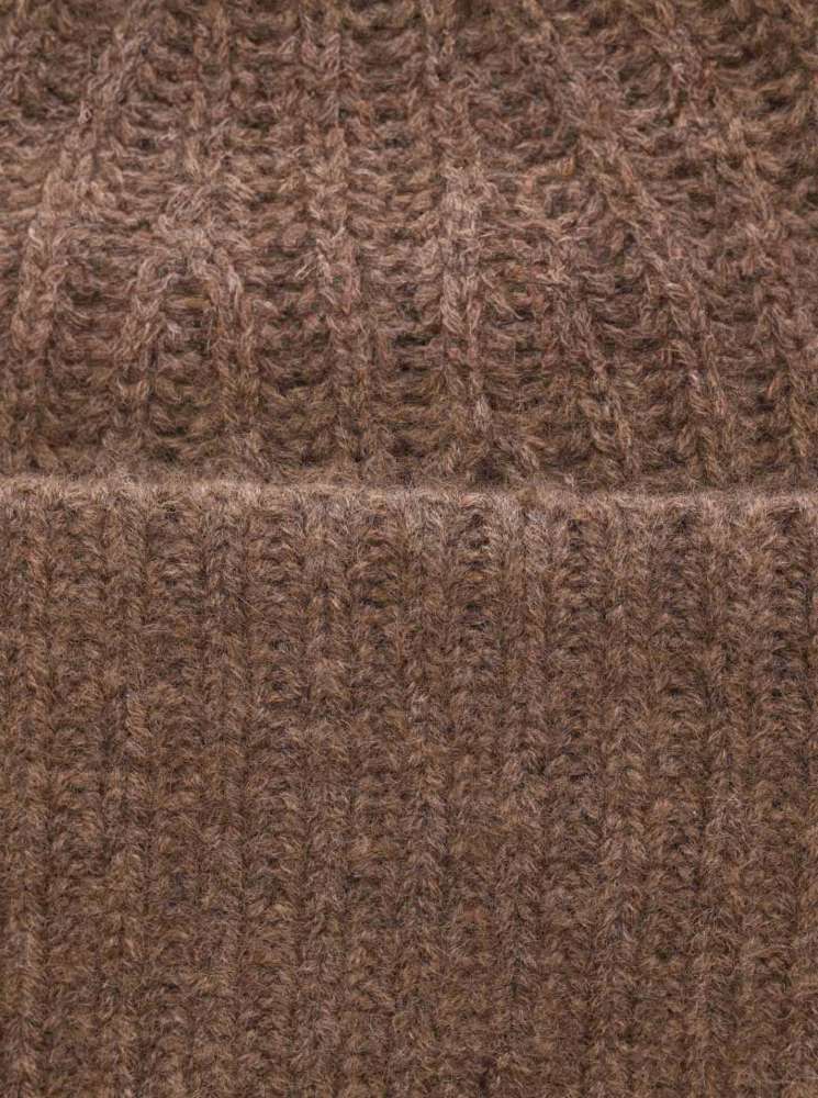 💕 Zwillingsherz Mütze Ribbon Beanie Herren "Luxus" 100 % Kaschmir Gerippt Braun