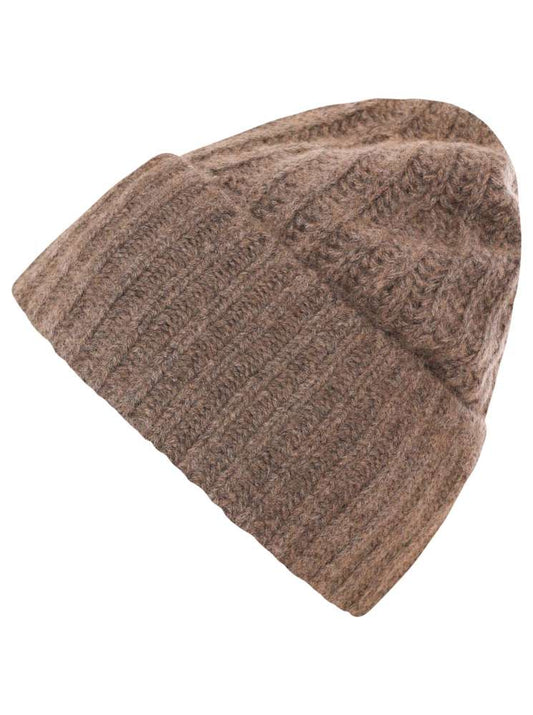 💕 Zwillingsherz Mütze Ribbon Beanie Herren "Luxus" 100 % Kaschmir Gerippt Braun