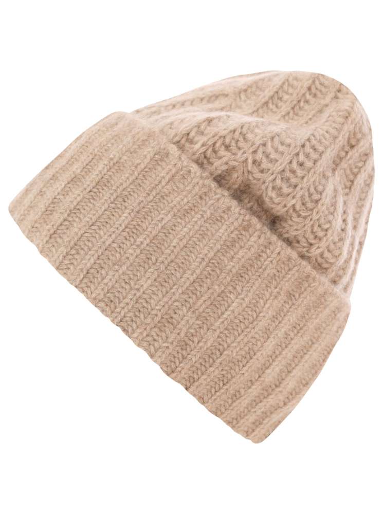 💕 Zwillingsherz Mütze Ribbon Beanie Herren 100% Cashmere "Luxus" Beige