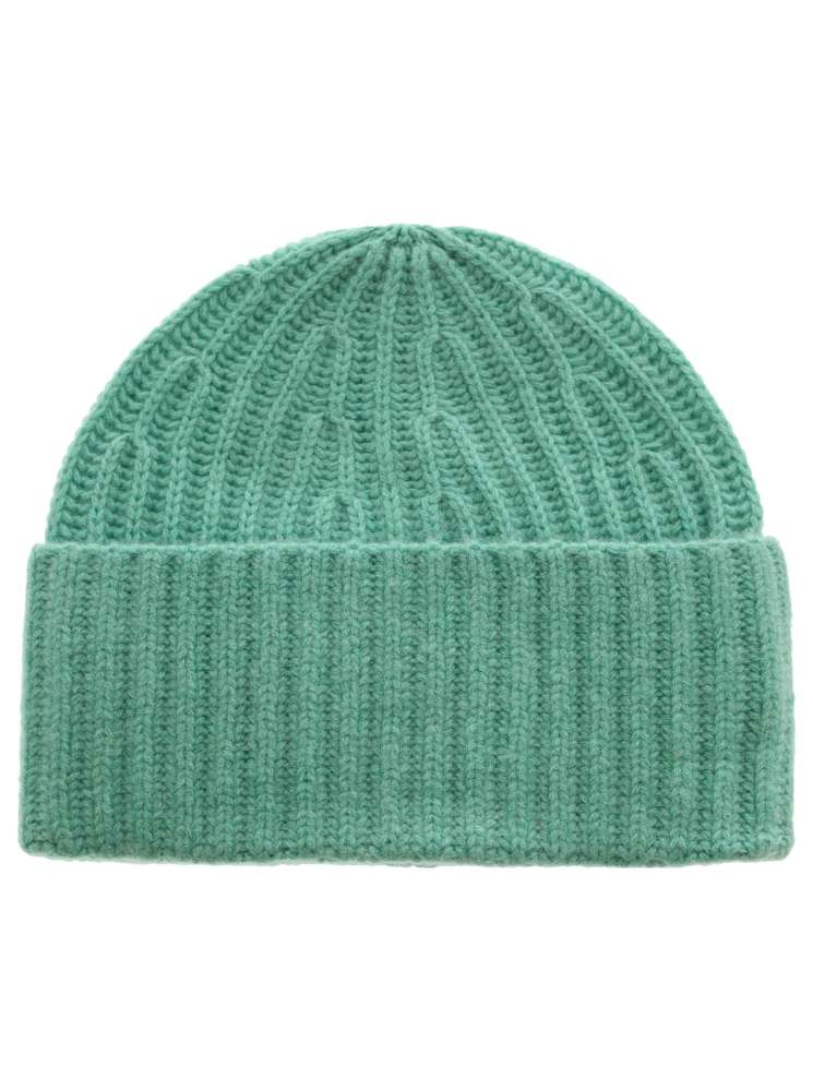 💕 Zwillingsherz Mütze Ribbon Beanie Herren 100% Cashmere "Luxus" Salbei