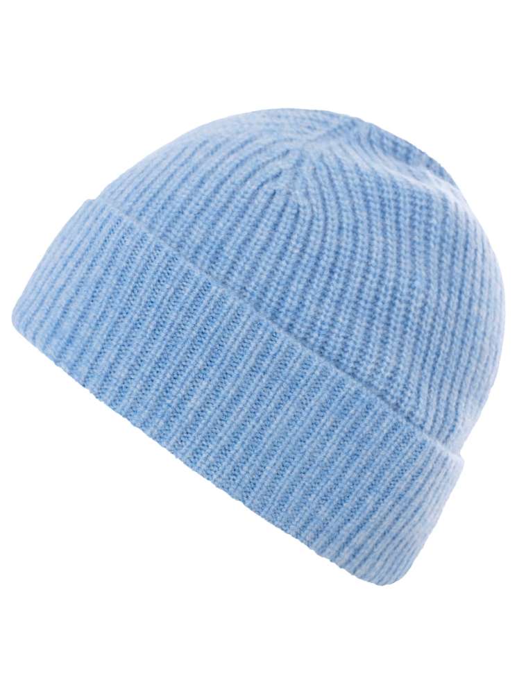 💕 Zwillingsherz Mütze "Ribbon Pattern KURZ" 100 % Kaschmir Hellblau