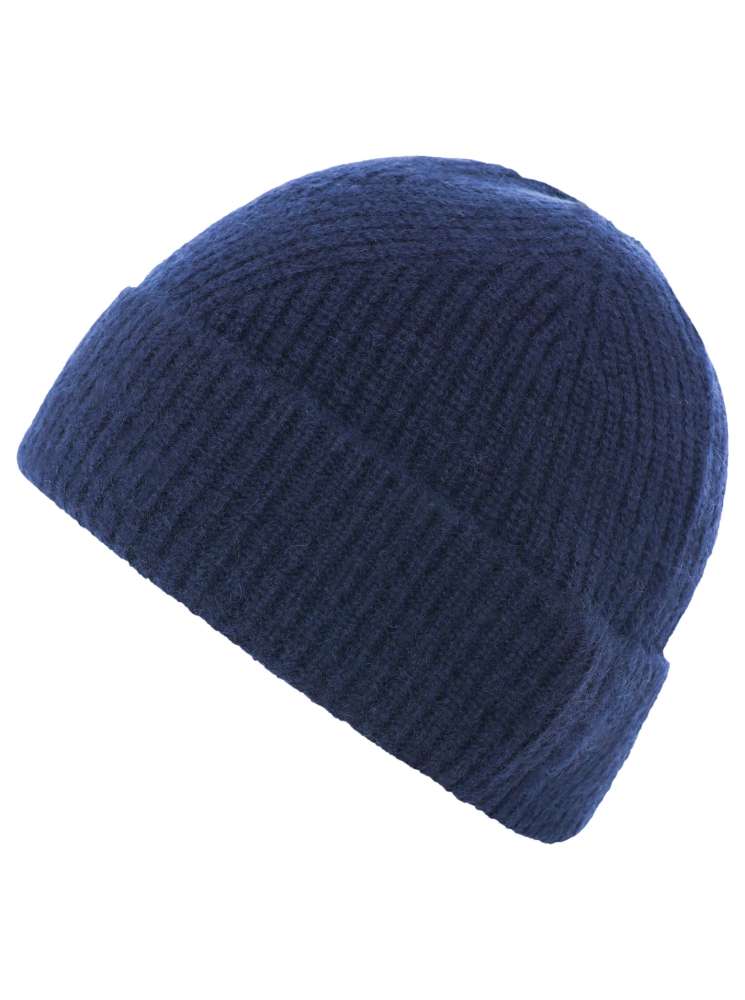 💕 Zwillingsherz Mütze "Ribbon Pattern KURZ" 100 % Kaschmir Navy