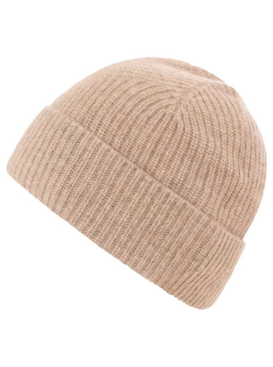💕 Zwillingsherz Mütze "Ribbon Pattern KURZ" 100 % Kaschmir Dunkelbeige