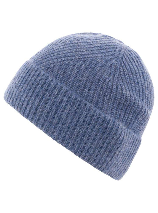 💕 Zwillingsherz Mütze "Ribbon Pattern KURZ" 100 % Kaschmir Jeansblau