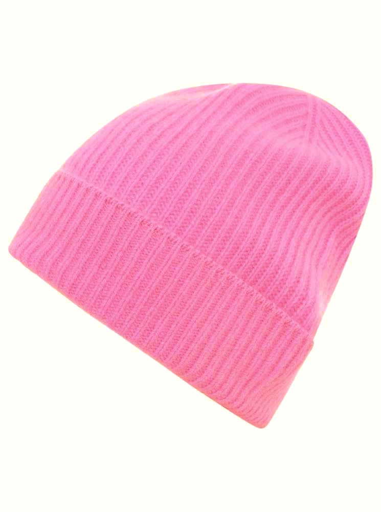 💕 Zwillingsherz Mütze "Ribbon Pattern" 100 % Kaschmir Bubblegum