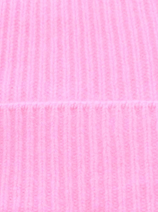 💕 Zwillingsherz Mütze "Ribbon Pattern" 100 % Kaschmir Bubblegum