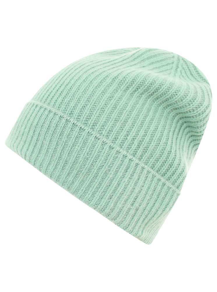 💕 Zwillingsherz Mütze "Ribbon Pattern" 100 % Kaschmir Salbei