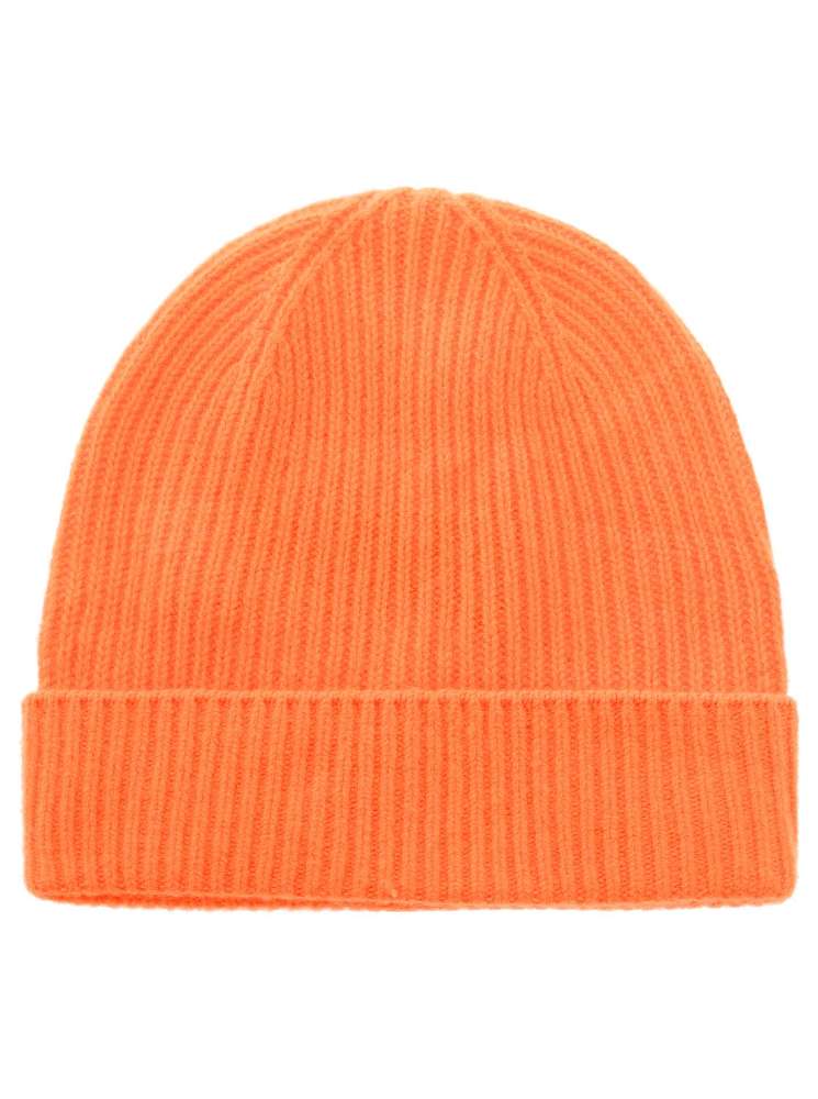 💕 Zwillingsherz Mütze "Ribbon Pattern" 100 % Kaschmir Neonorange