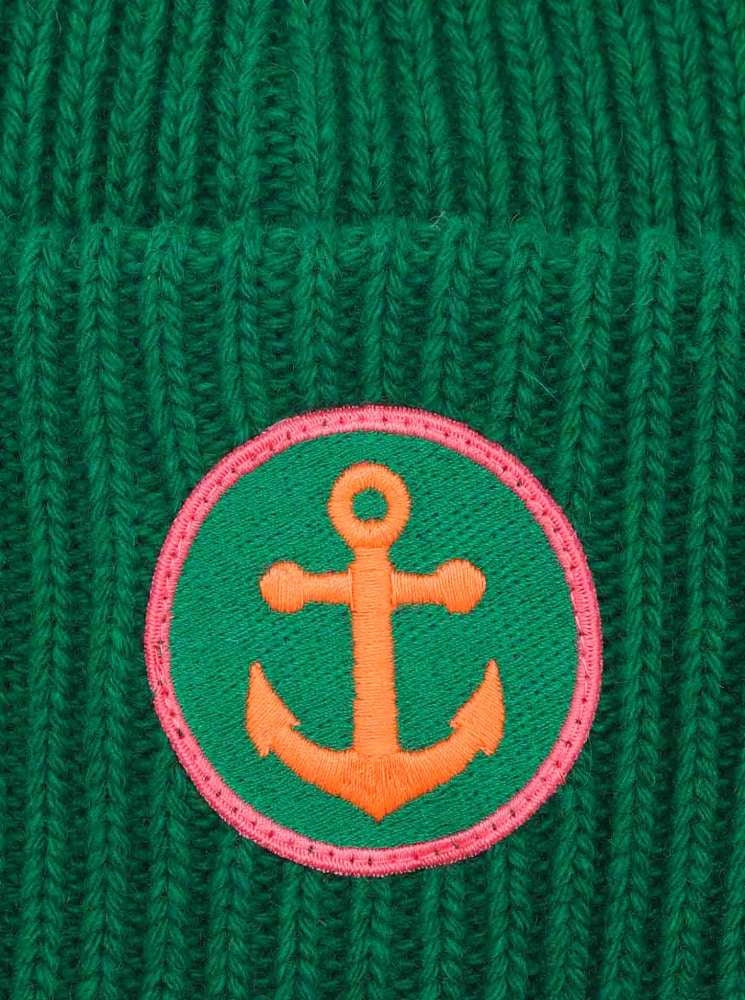 💕 Zwillingsherz Mütze "Anker Patch" Blogger Beanie Wolle nachhaltig Grün