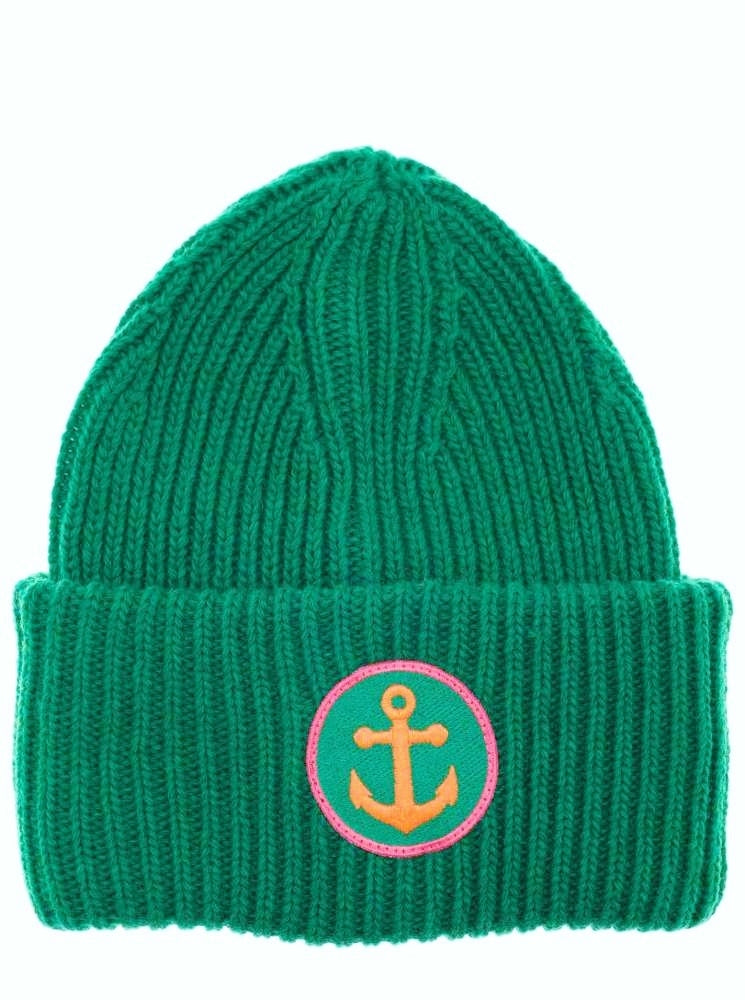 💕 Zwillingsherz Mütze "Anker Patch" Blogger Beanie Wolle nachhaltig Grün