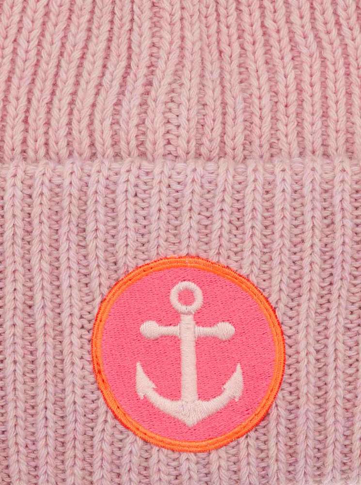 💕 Zwillingsherz Mütze "Anker Patch" Blogger Beanie Wolle nachhaltig Rosa