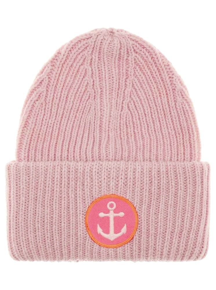 💕 Zwillingsherz Mütze "Anker Patch" Blogger Beanie Wolle nachhaltig Rosa