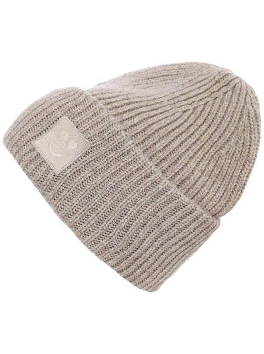 💕 Zwillingsherz Mütze "Happy Heart" Beige Wolle