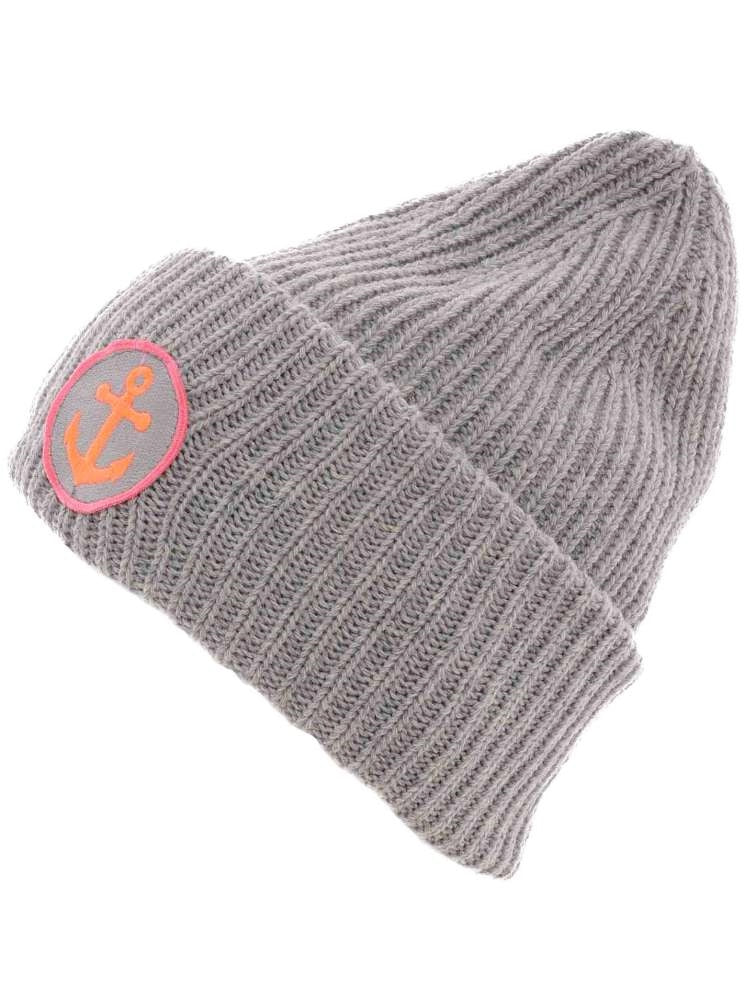 💕 Zwillingsherz Mütze "Anker Patch" Blogger Beanie Wolle nachhaltig Grau